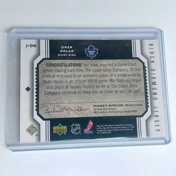 Owen Nolan Toronto Maple Leafs Black Diamond Game-Used Jersey Card 2005/06 - Picture 2 of 2